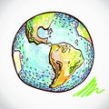 Hand drawn earth on white Royalty Free Stock Photo