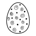 Hand drawn easter eggs with decoration. Doodle vector illustration in cute zenart style. Element for greeting cards