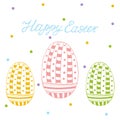Hand drawn Easter phrases. Greeting card texts with Easter eggs isolated on white background. Happy Easter lettering