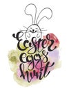 Hand drawn Easter quote Greeting card templates with lettering phrase Easter eggs hunt Modern calligraphy style