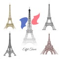 Hand drawn Eiffel Tower in Paris vector
