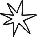 Hand drawn eight pointed star, featuring a simple and elegant design, stands out against a white background, adding a