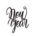 Hand drawn elegant modern brush type lettering of New Year isolated on white background. Royalty Free Stock Photo