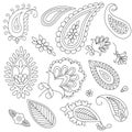Hand-drawn elements of ethnic paisley Royalty Free Stock Photo