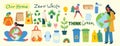 Hand drawn elements of zero waste life in vector. Eco style. No plastic. Go green