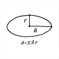 Hand drawn ellipse Area. Sketch for education, icon