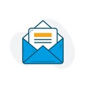 Hand Drawn Email Vector Line Icon. message, mail, missive, communication, notification, correspondence Royalty Free Stock Photo