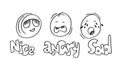 Hand drawn emoticon set on white background Royalty Free Stock Photo
