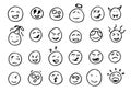 Hand drawn emoticon set, vector on white background Royalty Free Stock Photo