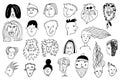 Hand drawn emoticons, sketched smileys, different facial expressions Royalty Free Stock Photo