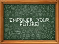 Hand Drawn Empower Your Future on Green Chalkboard.