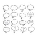 Hand-drawn empty speech bubbles collection on transparent background Royalty Free Stock Photo