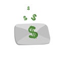 Hand-drawn envelope with dollar sign in doodle style Royalty Free Stock Photo