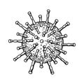 Hand drawn Epstein-barr virus isolated on white background. Realistic detailed scientifical vector illustration in sketch stile