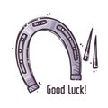 Hand drawn equestrian equipment Vector. Horseshoe.