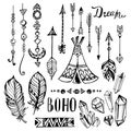 Hand drawn ethnic collection. Vector set with