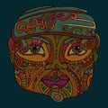 Hand drawn ethnic head