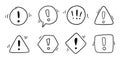 Hand drawn exclamation mark, alert sign set. Scribble doodle exclamation point, warning, hazard sign. Hand drawn sketch