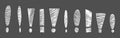 Hand drawn exclamation marks set. Hand drawn chalk doodles exclamation marks on black chalkboard Royalty Free Stock Photo