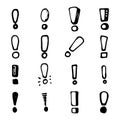 Hand drawn exclamation marks set collection Royalty Free Stock Photo