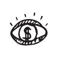 Hand Drawn eye doodle. Sketch dollar icon. Decoration element. I Royalty Free Stock Photo