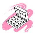 Hand drawn eyeshadow box on a gentle grunge brush stroke. Sketch, cosmetics illustration Royalty Free Stock Photo