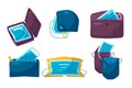 Hand drawn face mask storage case collection Vector illustration.