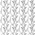 Hand drawn faces pattern on white background