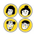 Hand drawn faces. Set of people avatars for social media Royalty Free Stock Photo