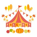 Hand drawn Fall fest tent simple flat color vector icon Royalty Free Stock Photo