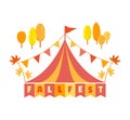 Hand drawn Fall fest tent simple flat color vector icon Royalty Free Stock Photo