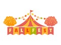 Hand drawn Fall fest tent simple flat color vector icon Royalty Free Stock Photo