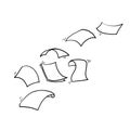 Hand drawn Falling paper sheets. Flying papers pages, white sheet documents and blank document page on wind. Fly scattered notes, Royalty Free Stock Photo