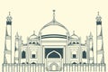 Hand drawn famous islamic building of Siddiqa Fatima Az Zahra Mosque