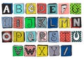 Hand drawn fancy alphabet on blocks Royalty Free Stock Photo