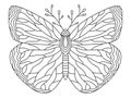 Hand-drawn fantasy butterfly coloring page for adults vector illustration Royalty Free Stock Photo