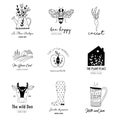 Hand drawn Farm logo set in doodle style Royalty Free Stock Photo