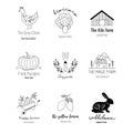 Hand drawn Farm logo set in doodle style Royalty Free Stock Photo