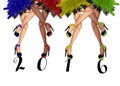 hand drawn fashion Illustration of dancing legs - NEW YEAR CARD