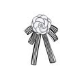 Hand drawn Fashion Illustration - white magnolia striped bow Royalty Free Stock Photo