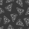 Hand drawn fast food seamless pattern. Chalk drawn pizza