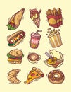 Set of Hand drawn fast food