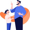 Hand Drawn father and child talking happily in flat style