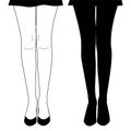 Hand Drawn Female Legs. Silhouettes of Graceful Woman Legs.