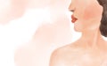 Hand-drawn feminine banner. woman in profile on a light background