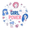 Feminist illustration about girl power