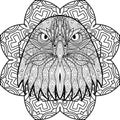 Hand-drawn figure of an eagle with patterns on the background Royalty Free Stock Photo