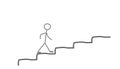 A hand-drawn figure of a little man climbs the stairs. Ladder of success, career, or promotion. The path to the goal Royalty Free Stock Photo