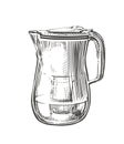 Hand-drawn filter pitcher with clean water. Vector illustration