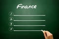 Hand drawn FINANCE blank list concept on blackboard Royalty Free Stock Photo